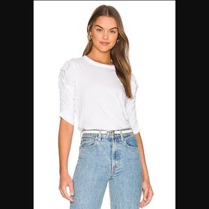 Veronica Beard Waldorf Ruched-Sleeve Tee